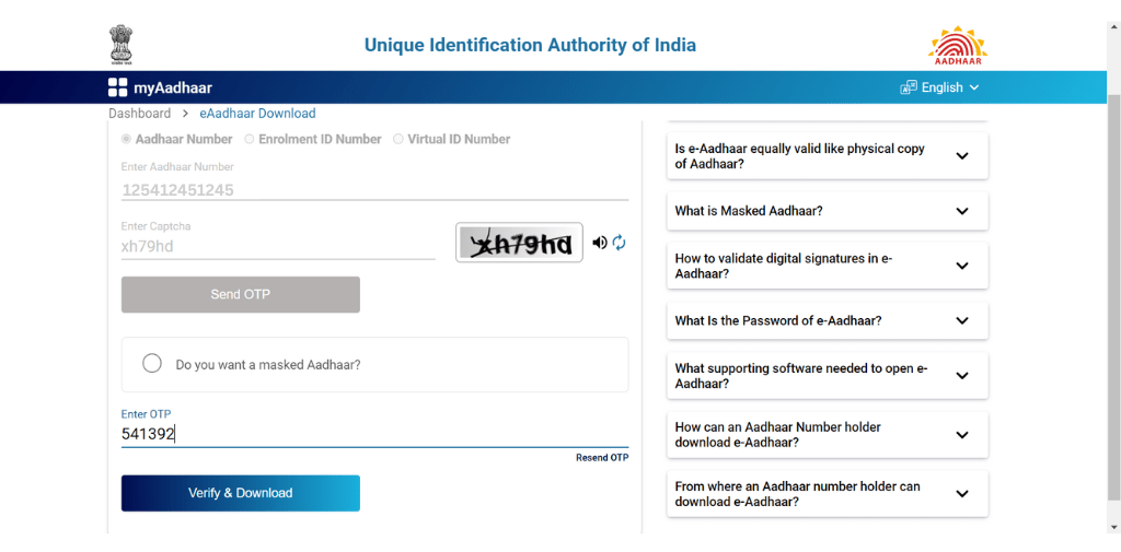 Download masked Aadhaar Card