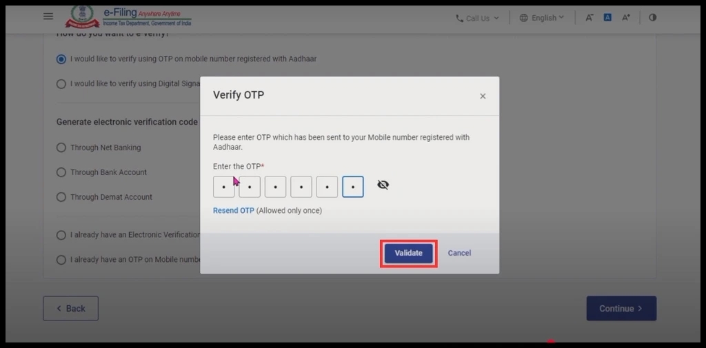 click on generate Aadhaar OTP. 