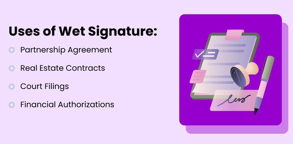 Uses of Wet signature