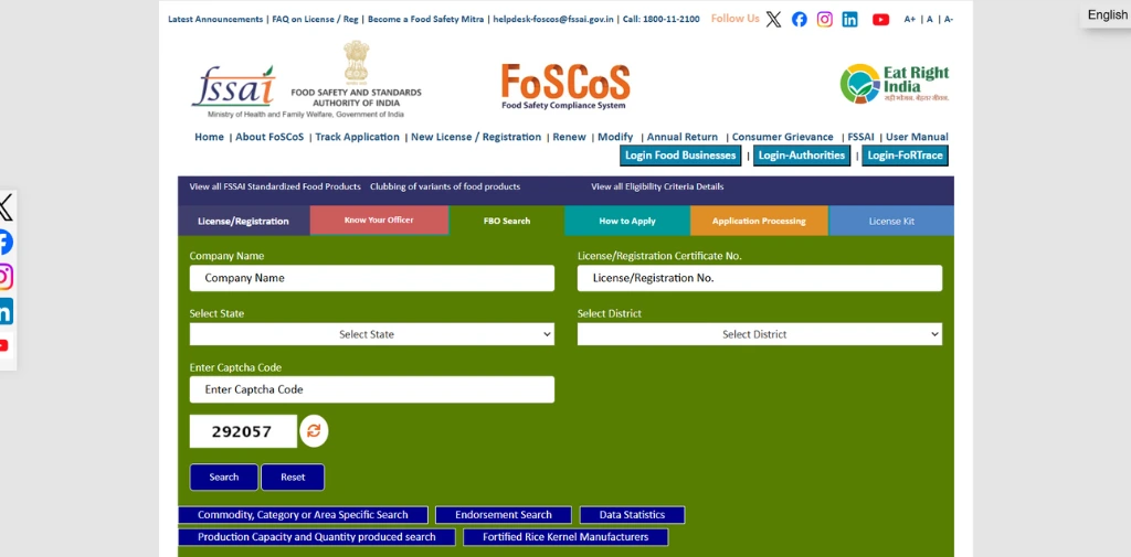 FSSAI Official Website