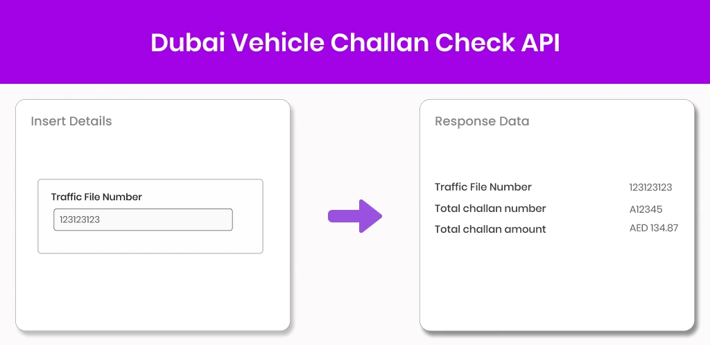 Dubai Vehicle Challan Check API Dubai Vehicle Challan Check API